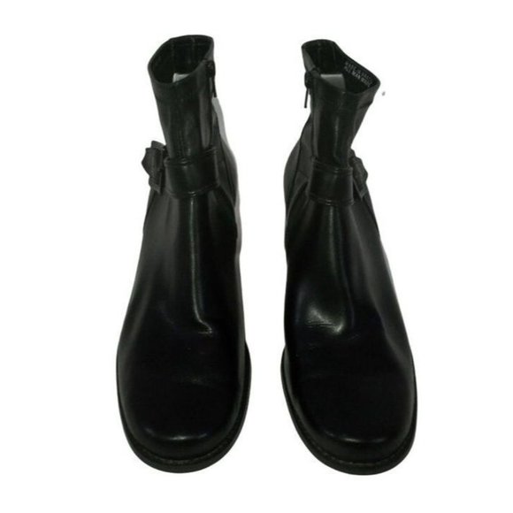 Franco Sarto Boots, Black Vegan Leather, Stretch Fabric, Ankle Booties Womens 10 - Picture 4 of 10